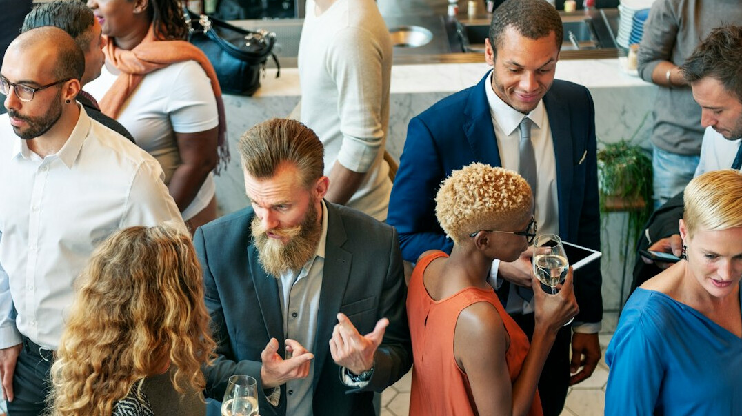 diverse people networking at event